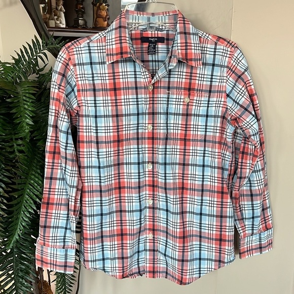 Gap Kids Plaid Button Down Boys Collared Casual Dress Shirt Long Sleeved - Picture 1 of 13